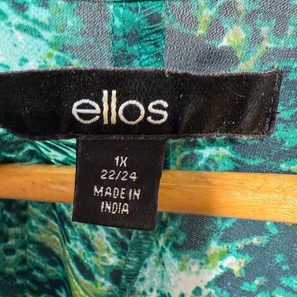 Ellos Tunic Women’s Size 1X Green Abstract Print Drawstring Waist Swim Cover-Up - Picture 5 of 8